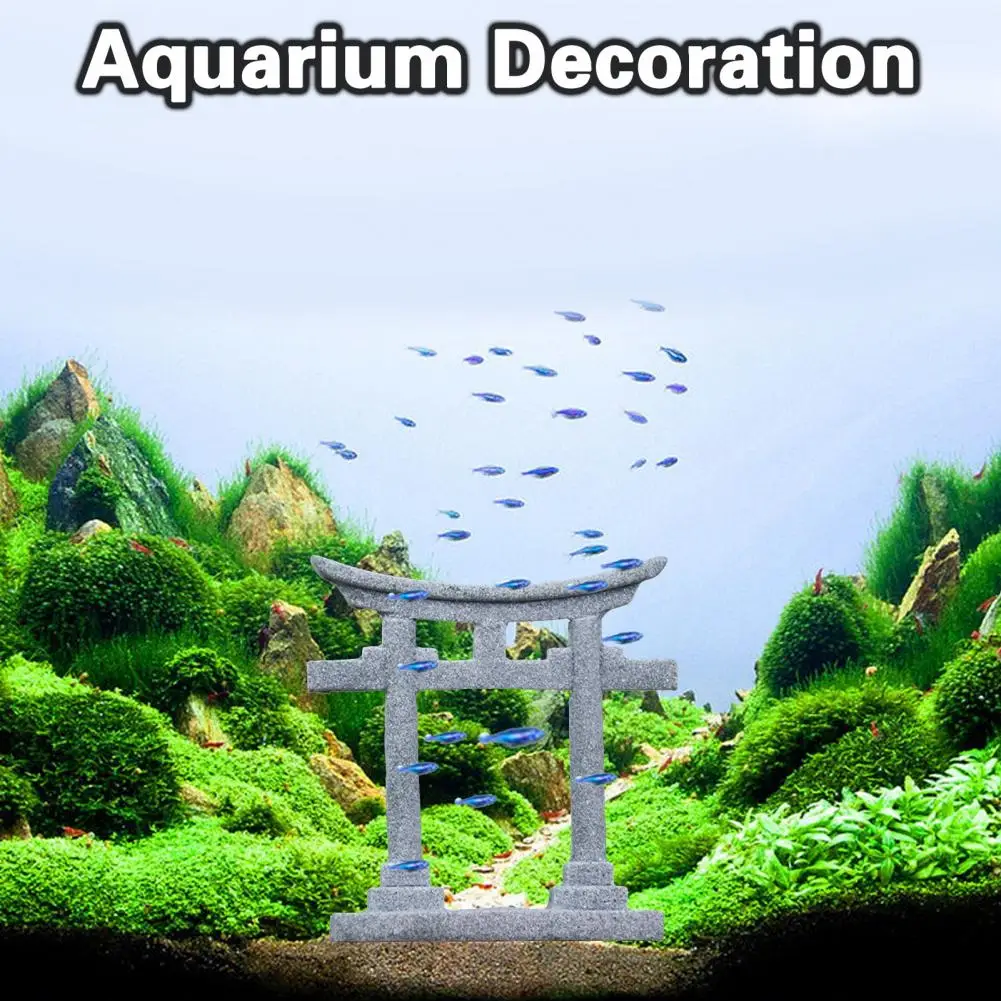 Fish Tank Ornament Japanese Shinto Torii Shrine Gate Model Miniature jellyfish Aquarium Decoration for Underwater Landscape