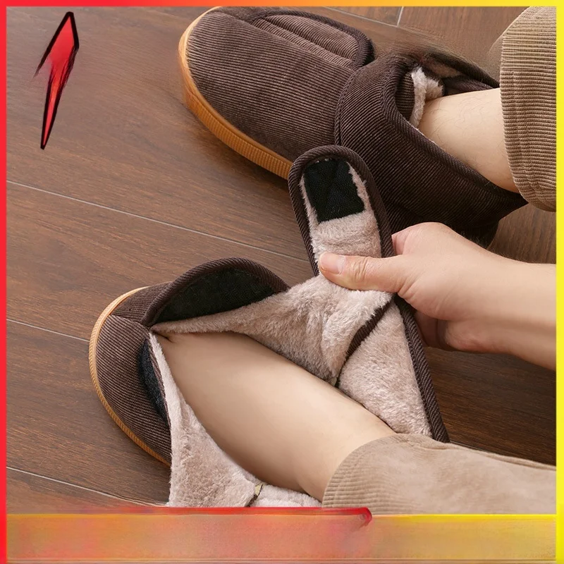 

ly Cotton Slippers Wide Feet Oversize Cotton Slippers High Heel Anti-Slip Indoor Outdoor Wear Zero Deees below Zero