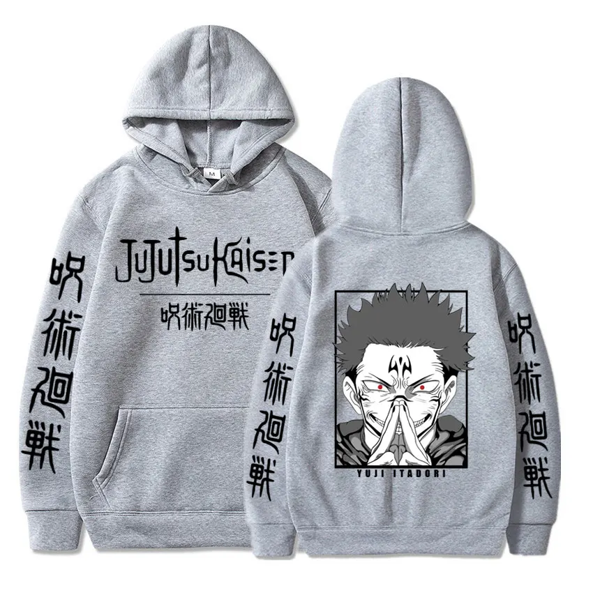مانغا Jujutsu Kaisen Ryomen Sukuna الجرافيك هوديس خمر المتضخم مقنعين الهيب هوب طويلة الأكمام قلنسوة من القطن الرجال ملابس حريمي