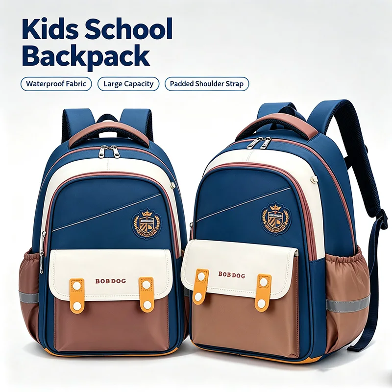 kids-ergonomic-school-backpack-with-spine-support-waterproof-material-reflective-strips-chest-buckle-large-capacity-student-book
