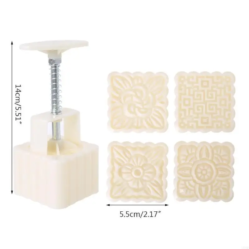 4 قطع من قوالب كعك القمر المربعة يدويًا لديكور كعكة القمر 100 جرام أداة صنع المعجنات بنفسك