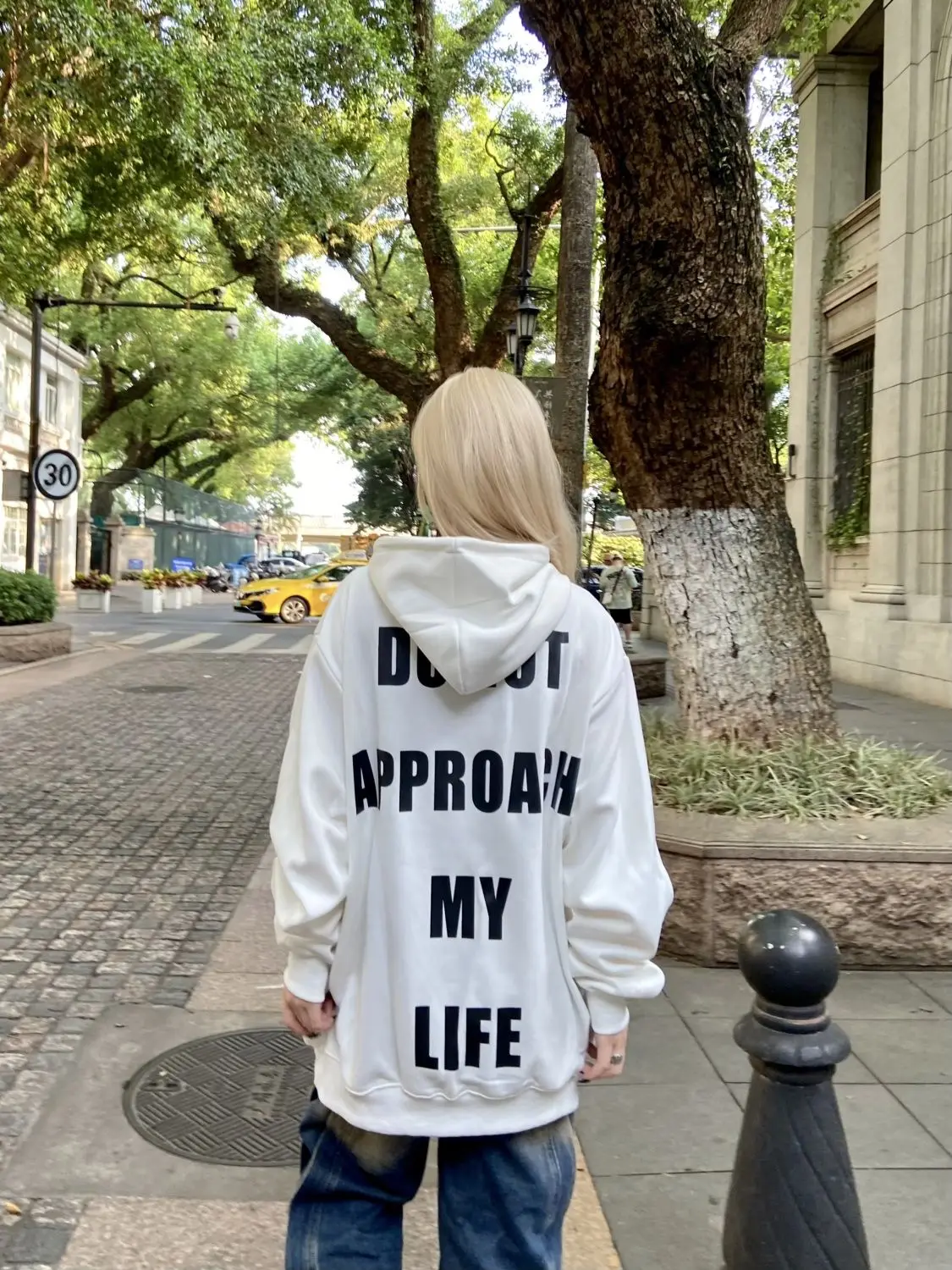 Hooded Sweatshirt With Heartbreak Letter Print Heavy Cotton National Fashion Brand Oversize Women'S Plus Velvet Thickened Top