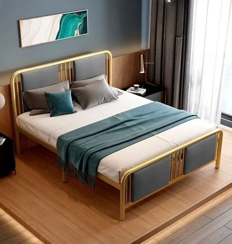￥%Factory Wholesale Extendable Foldable Portable Metal Frame Bed Sturdy Adjustable Modern Design Microfiber Upholstery Twin Full