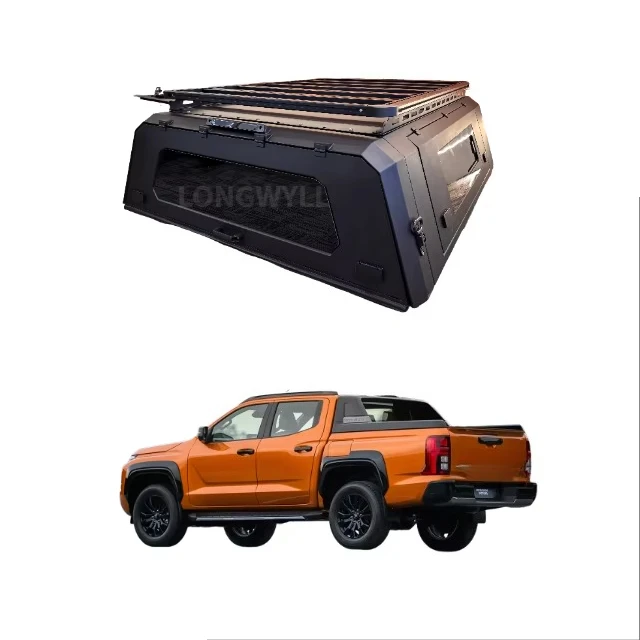 

Dual-Door Camper Shell with Ventilation for Triton L200 Aluminum Black Matte Truck Topper with Roof Rack