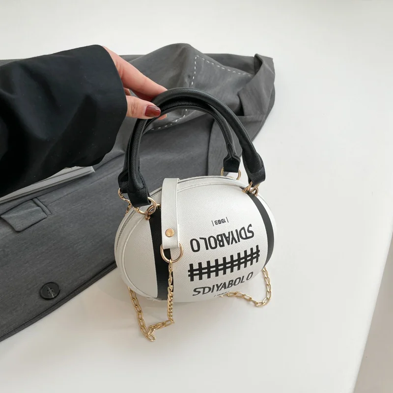 Women's Fashion American Football Style Crossbody Bag Rugby Style Shoulder Purse Designer Ball Novelty Handbag for Girls