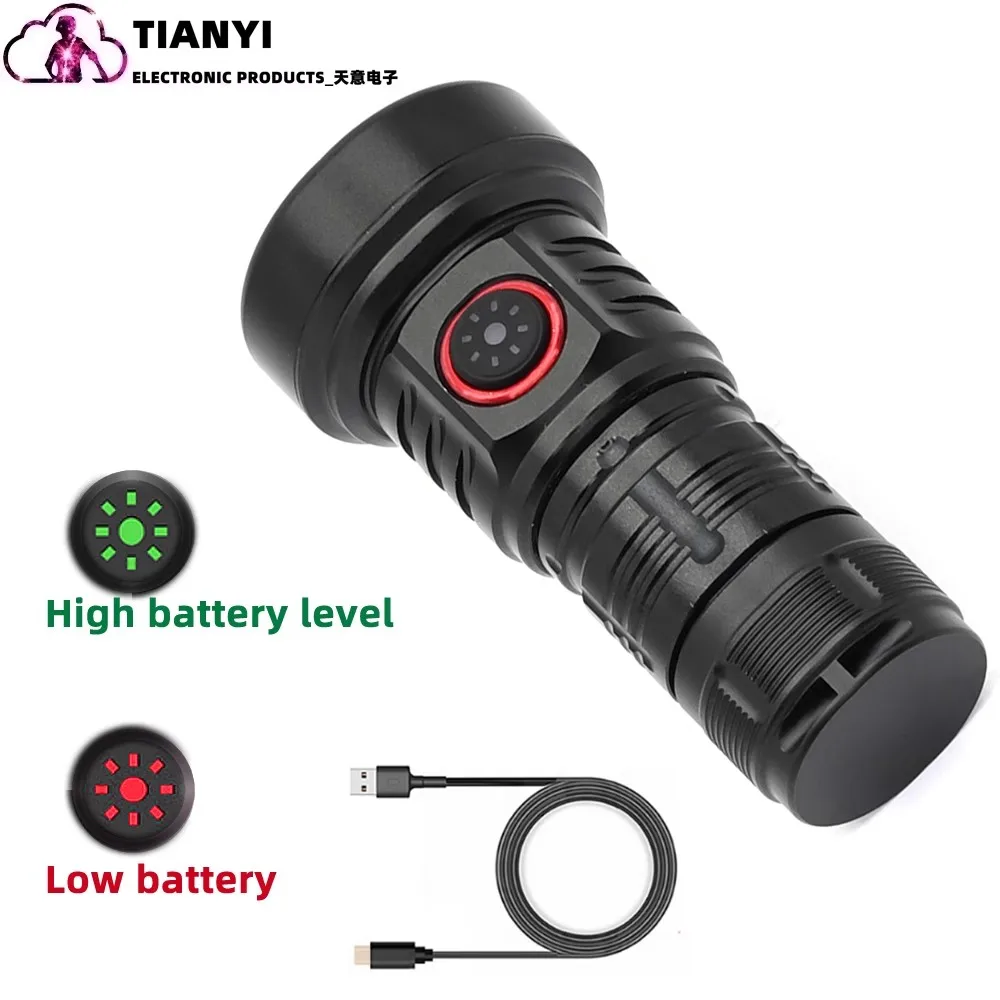 Rechargeable LED flashlight High lumen, SST40 waterproof flashlight, Tactical flashlight,USB fast charging, outdoor camping