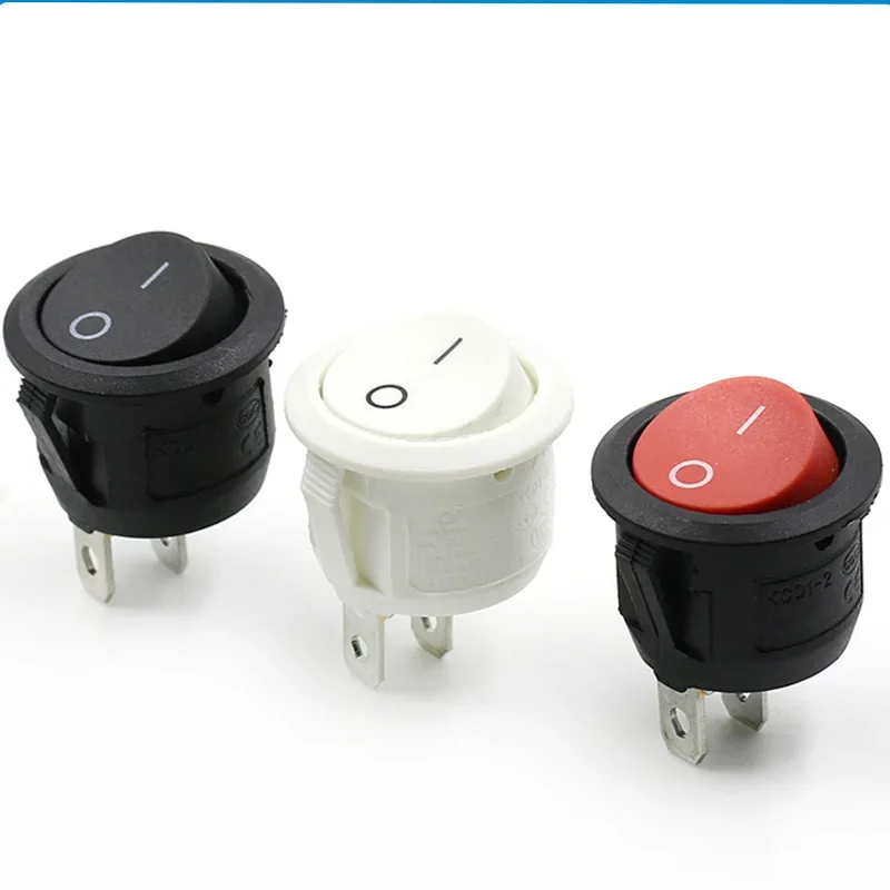 2PCS Push Button Circle Rocker Switch Pin Position 250V Snap-in Light On Off On Smart Eletronics Switches Waterproof Cap Cover