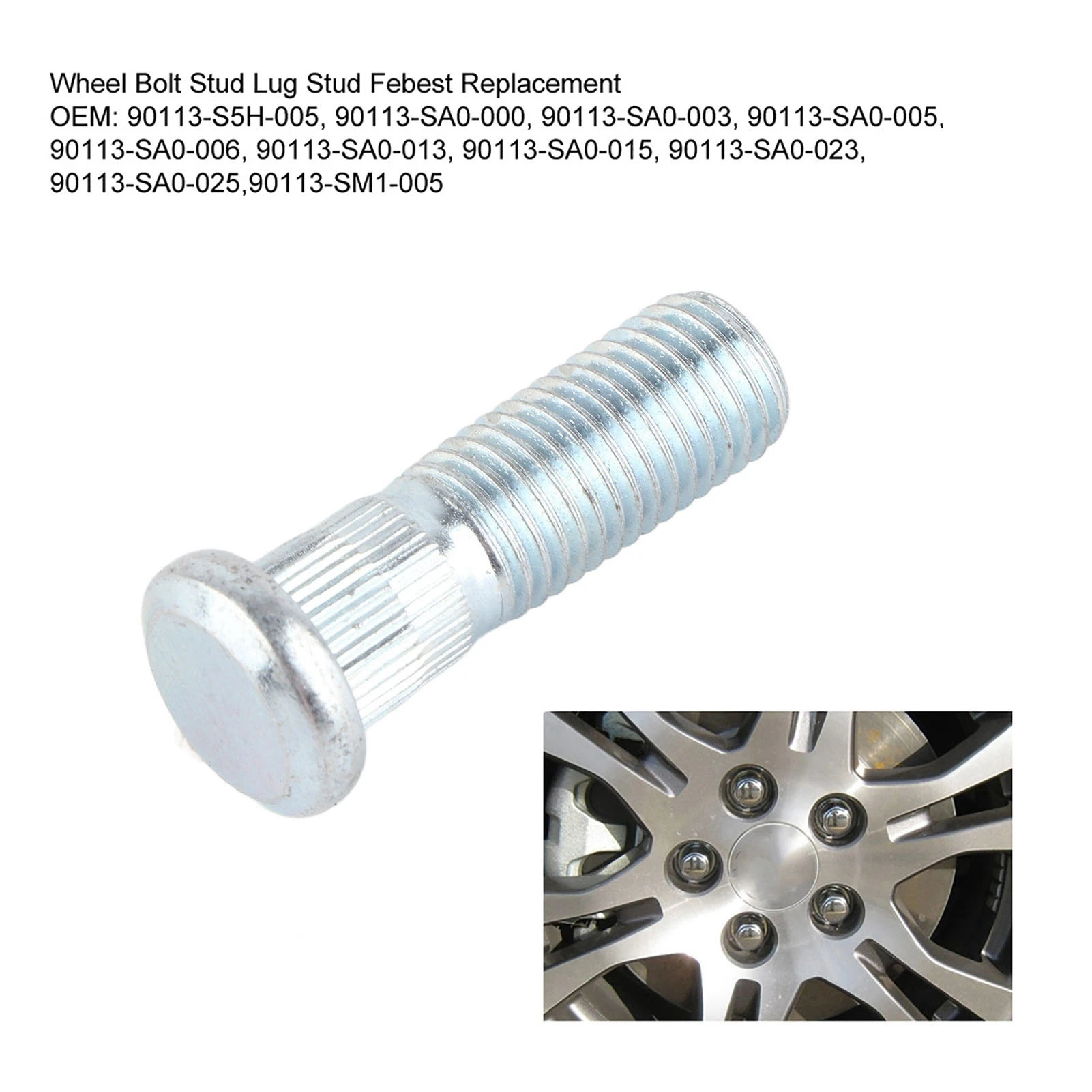 Iron Wheel Bolt Stud Lug Stud Febest Replacement Fits For 90113‑S5H‑005 90113‑SA0‑000