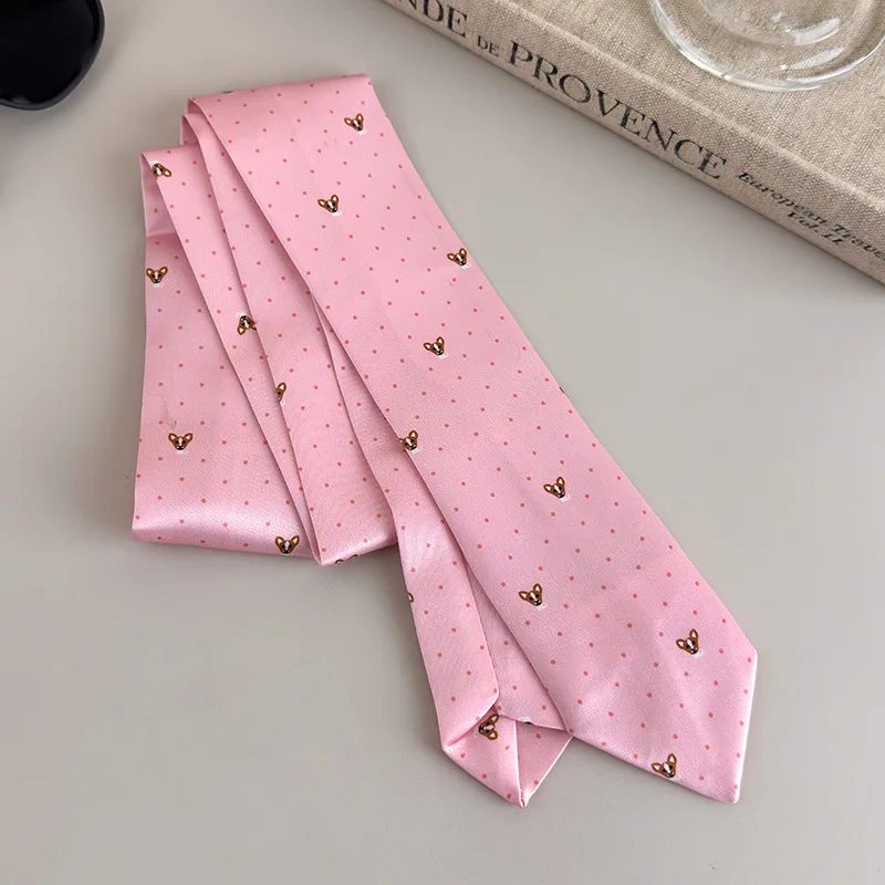 Tie Striped Preppy School Style Women Casual Shirt Accessory Lightweight Versatile Soft Polyester Multicolor Classic