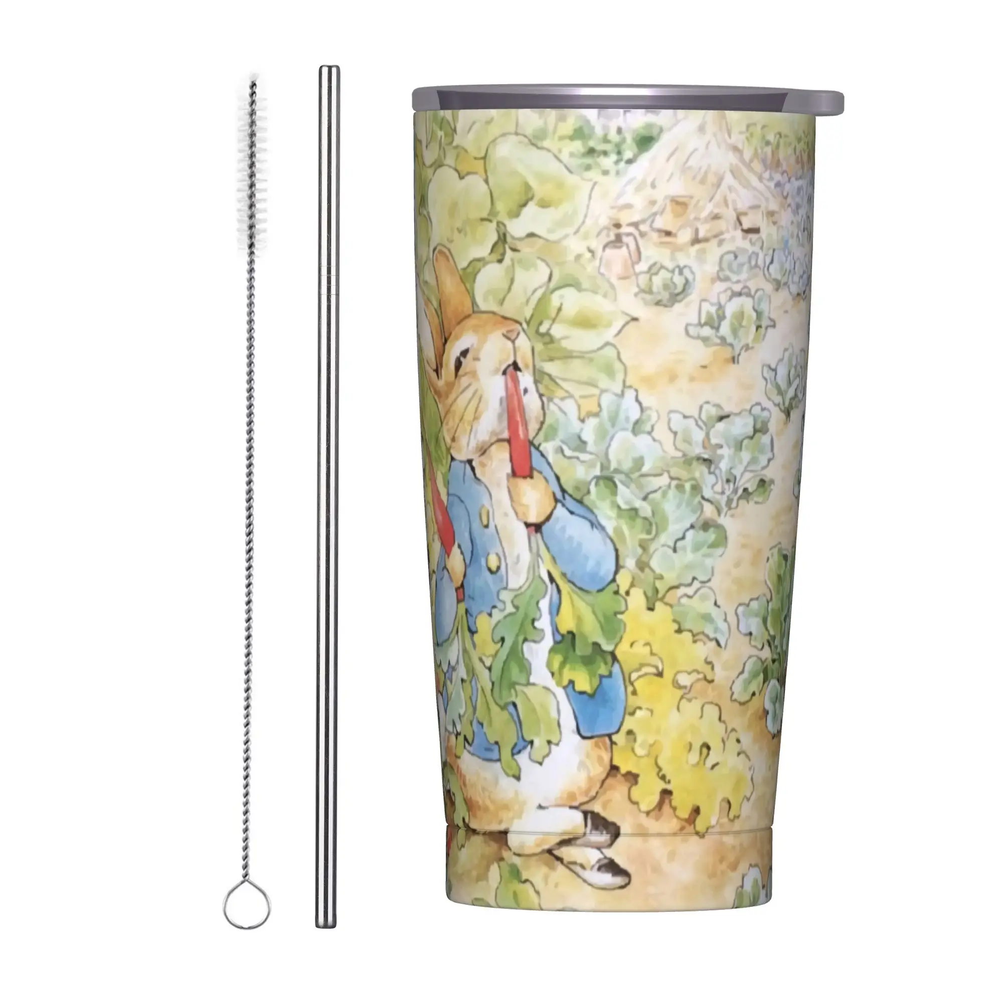 Peter Rabbit Tumbler Vacuum Insulated Rabbit Fairy Tale Nursery Bunny Family Coffee Cups Stainless Steel Mugs Spill Proof, 20oz