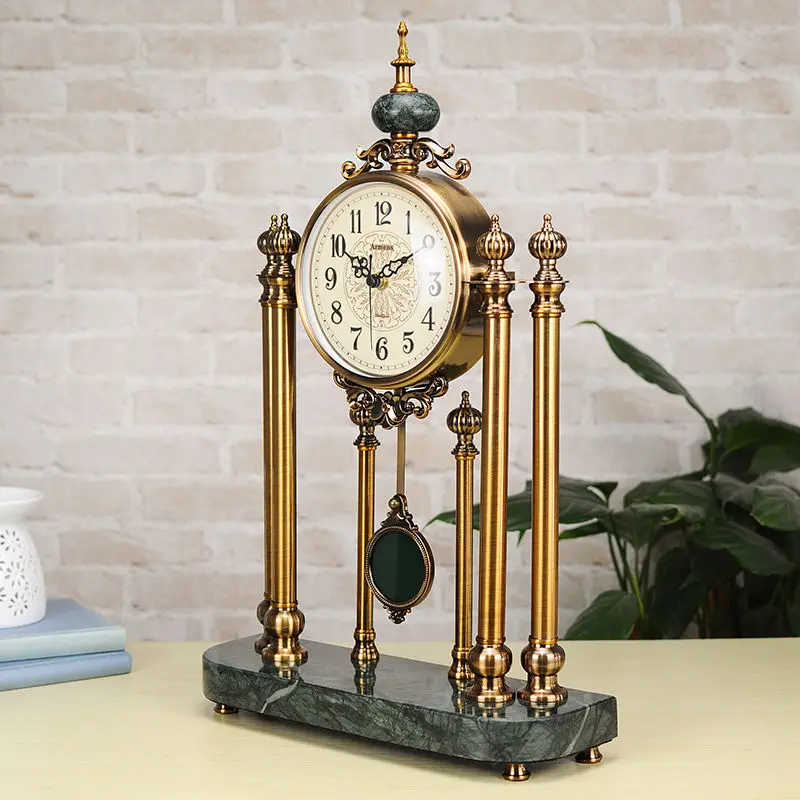 Creative Light Luxury Marble Clock Decoration Silent Living Room, foyer, desk clock, model room, soft decoration