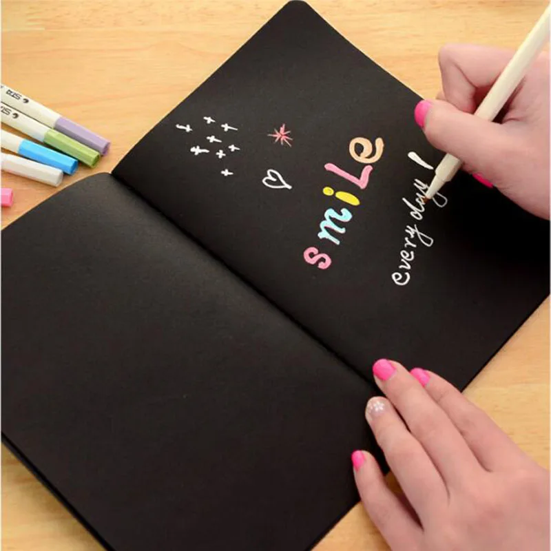 Creative Black Paper Notebook Diary Notepad 16K 32K 56K Sketch Graffiti Notebook For Drawing Painting Office School Stationery