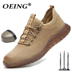 Pig Skin Breathable Work Shoes Security Men Woman Leather Light Safety Shoes Men Anti-Smashing Steel Head Work Boots 2022 New