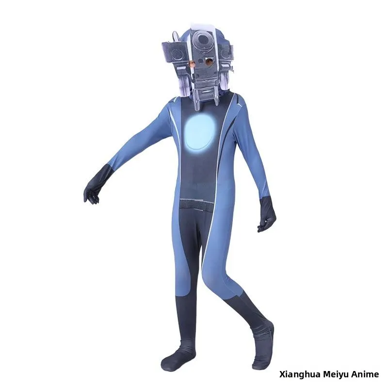 زي تنكري لهالوين على شكل سكيبيدي5، بدلة للأطفال على شكل رجل الشاشة ضد رجل المرحاض، زي ضيق قطعة واحدة للعروض المسرحية