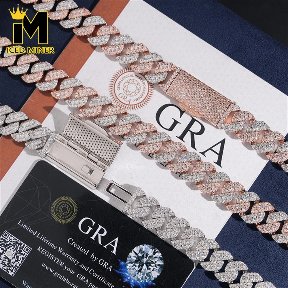 

Icedminer 13mm Moissanite Diamonds Cuban Link Chain Iced Out Necklaces For Men Women S925 Silver Choker Pass Tester Hip Hop GRA