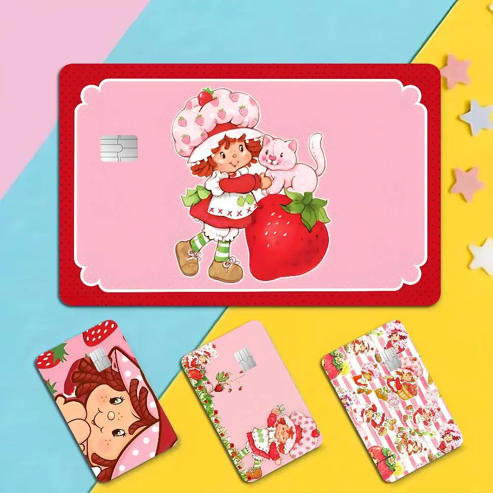 Girl S-Strawberry S-Shortcake Cartoon Game Film Cover Sticker Case for Small Chip Credit Debit Card Front Side