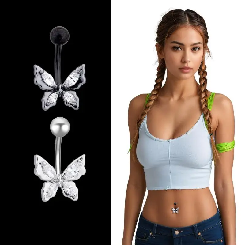 Rust Resistant Stainless Steel Belly Button Rings Dainty Cross Flower Bow Dangle Navel Piercing Jewelry for Daily Body Wear