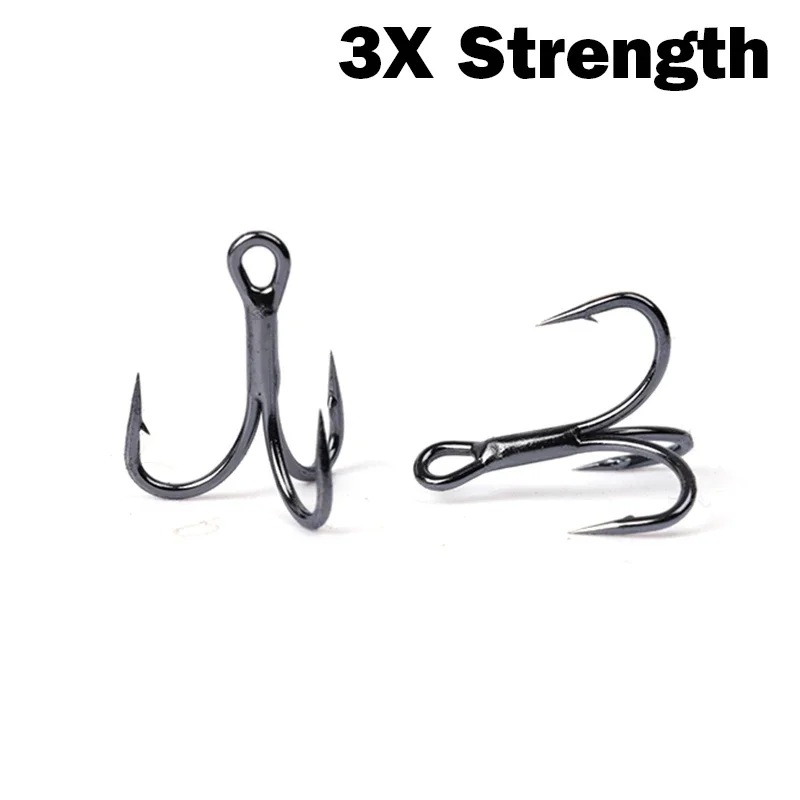 OUTKIT 10pcs 3x 6066 Strong Super Sharp Round Treble Hook Antirust High Carbon Steel 10-18# Sea Treble Hooks Fishing Tackle