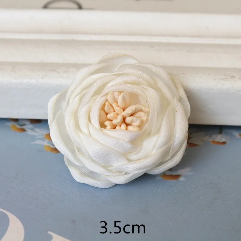 10 Teile/los Weiß Serie Kamelie Rose Chiffon Stoff Künstliche Blume Kopf Für Hochzeit Kleid Kleidung Dekoration Kopfschmuck – Detail 9
