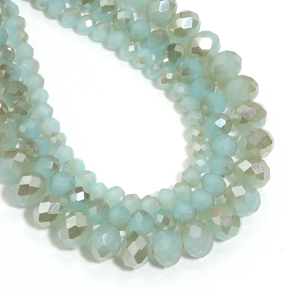 4 6 8 مللي متر الأوجه كريستال Rondelle الخرز ضوء بحيرة الأزرق العنبر الزجاج فضفاض خزر عازل لصنع المجوهرات قلادة أساور يدوية #4