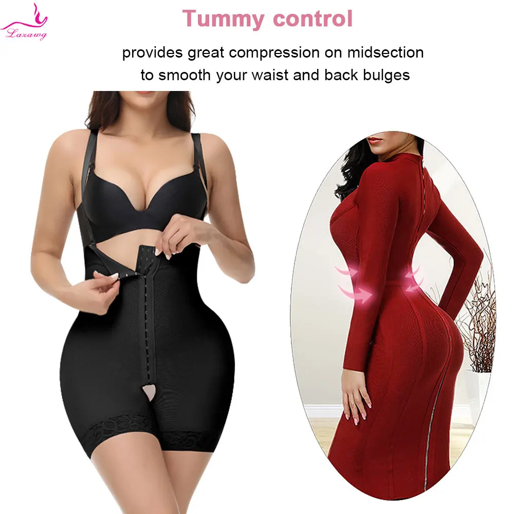 LAZAWG Bodysuit Shapewear Women Compression Body Suits Thigh Slimmer Abdomen Shapers Corset Open Crotch Shapewear Belly Sheath