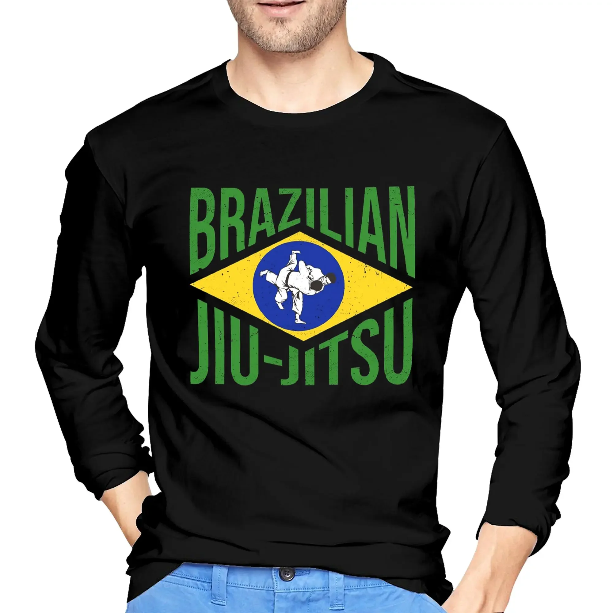 

Brazilian Jiu-Jitsu BJJ martial arts lovers Men's Long Sleeved T-shirt Breathable Round Neck T shirts Spring and Autumn Men tops