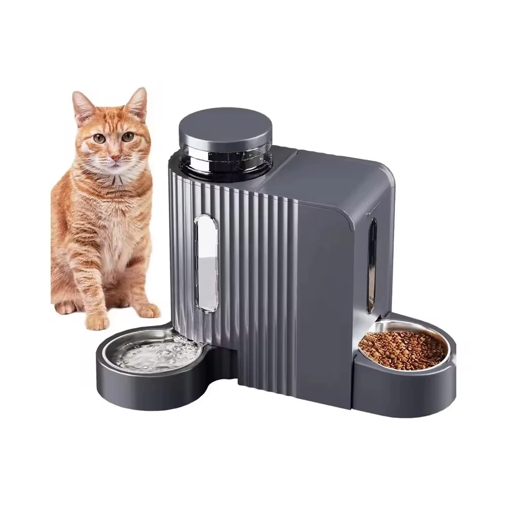 

Large Capacity Pet Feeder 2-in-1 Design Automatic Feeding System Easy Maintenance Eco-friendly Cat Feeder