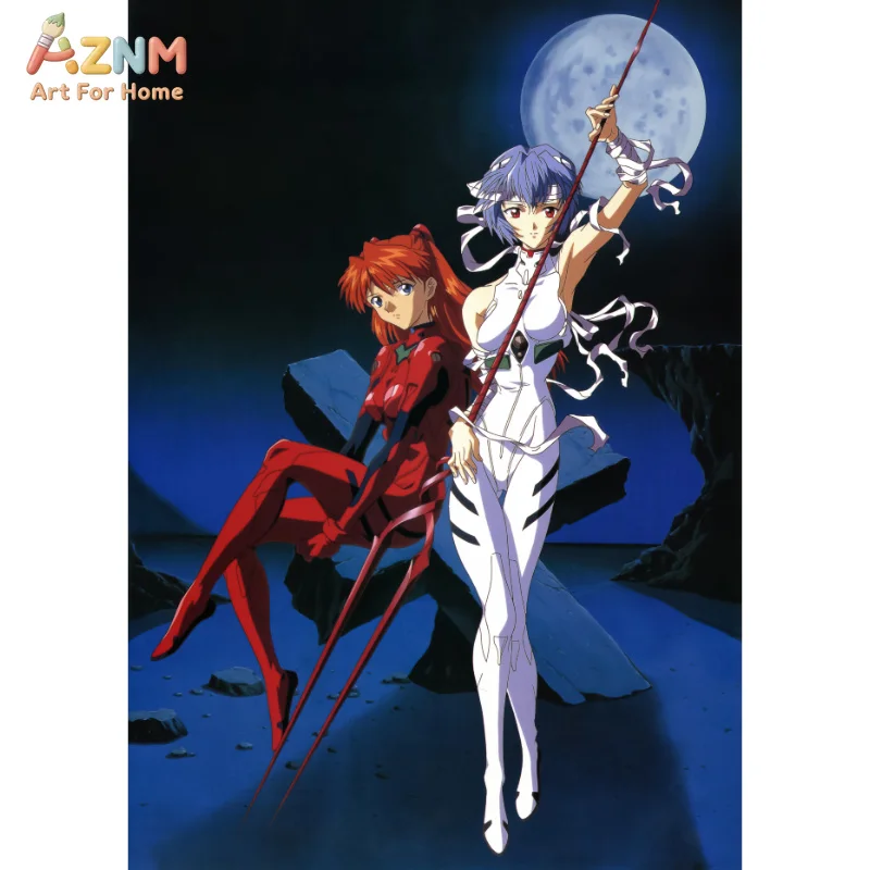 1 Stück Evangelion EVA Asuka Langley Rahmenloses Leinwandposter HD Anime Wandkunst für Schlafzimmer, Studentenwohnheim und Gaming-Raumdekoration