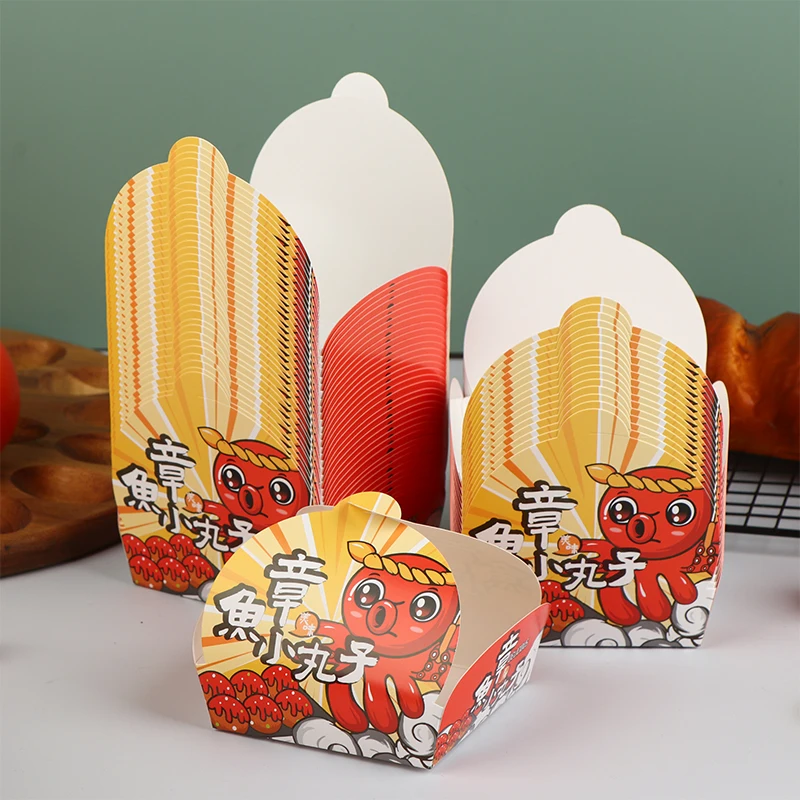 Einweg-Takoyaki-Verpackungsbox Nicht Faltbare Mitnahmebox Tragbarer Behälter für Oktopusbällchen Snack-Food