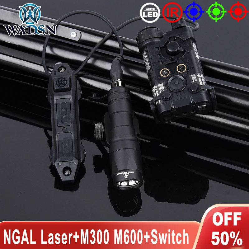 WADSN NGAL IR Laser Red Green Blue Sight M600 M300 Tactical Flashlight Pressure Switch Fit 20mm Rail Hunting Airsoft Accessories