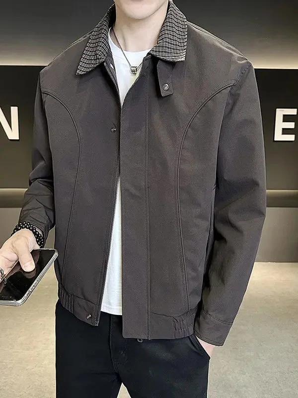 

Осенняя новинка, мужская модная рабочая одежда, верхняя одежда с джатовым воротником, универсальная повседневная длинная свеч, полиэстер против морщин