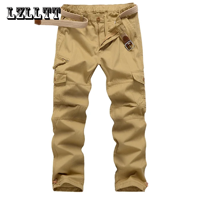 

Spring Autumn Men Cargo Multi Pockets Pants Men Cotton Casual Breeche Bermuda Beach Jogger Pants Mens Trousers Male Dropshipping