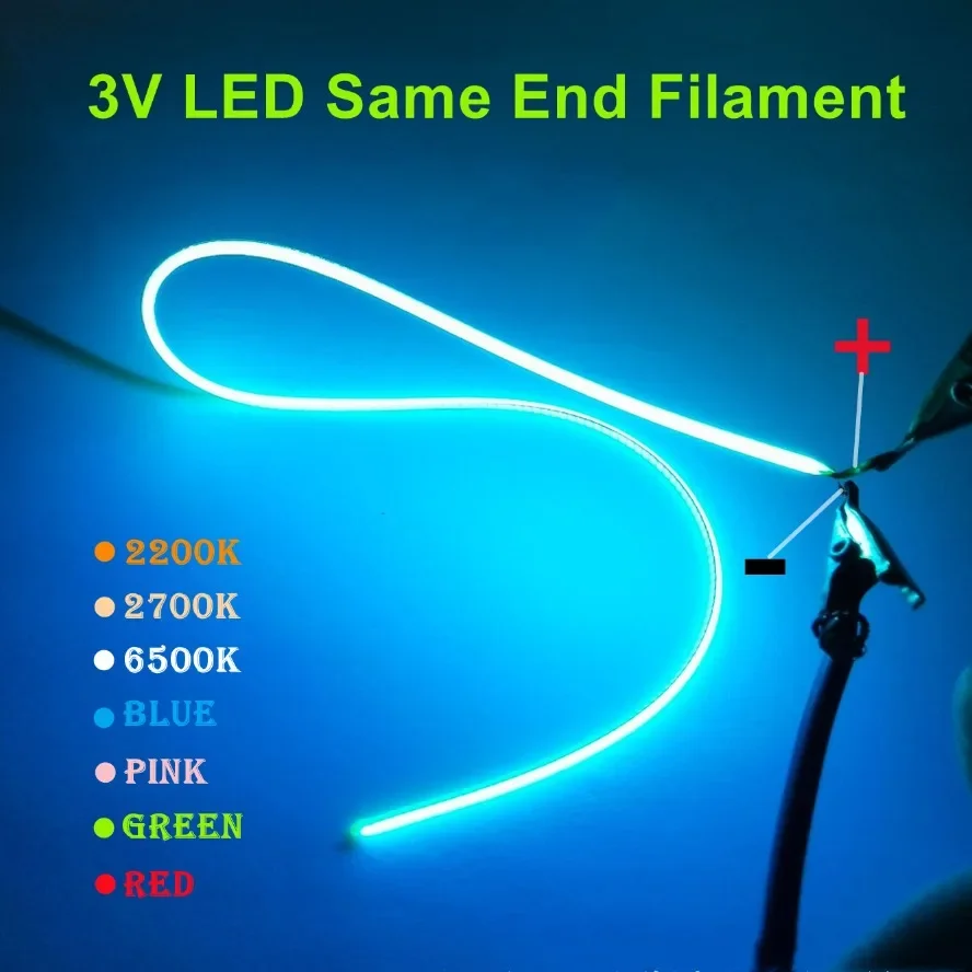 Polychrome DIY 3V LED Same End Filament Flexible Ultra Slim Spiral Bulb Filament Vintage Edison Light Bulb Lighting Accessories