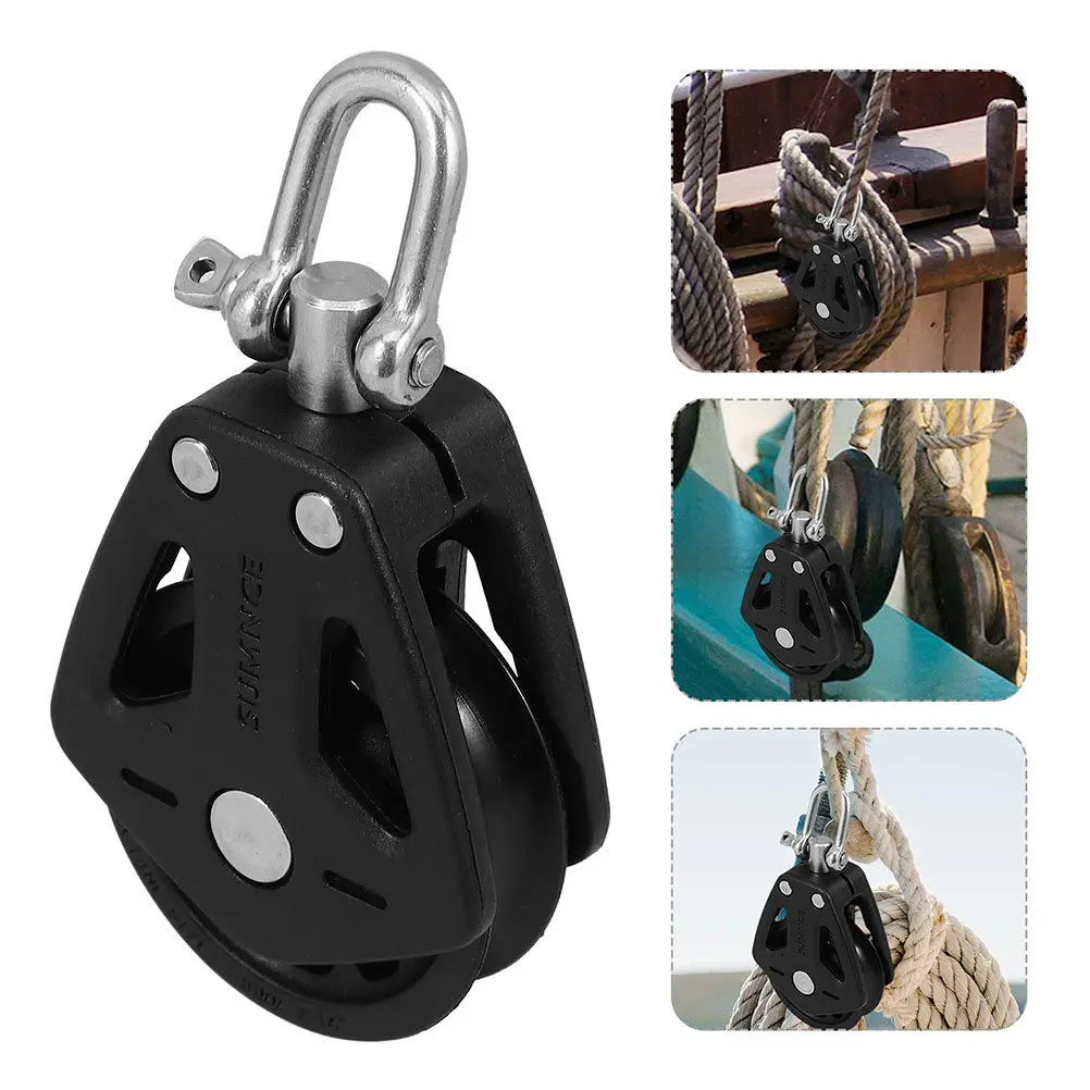 

3Pcs Precision Single Swivel Pulley Dual Nylon Construction Bearing Equipped for Pilates Boating Sailing Yacht Marine Hardware