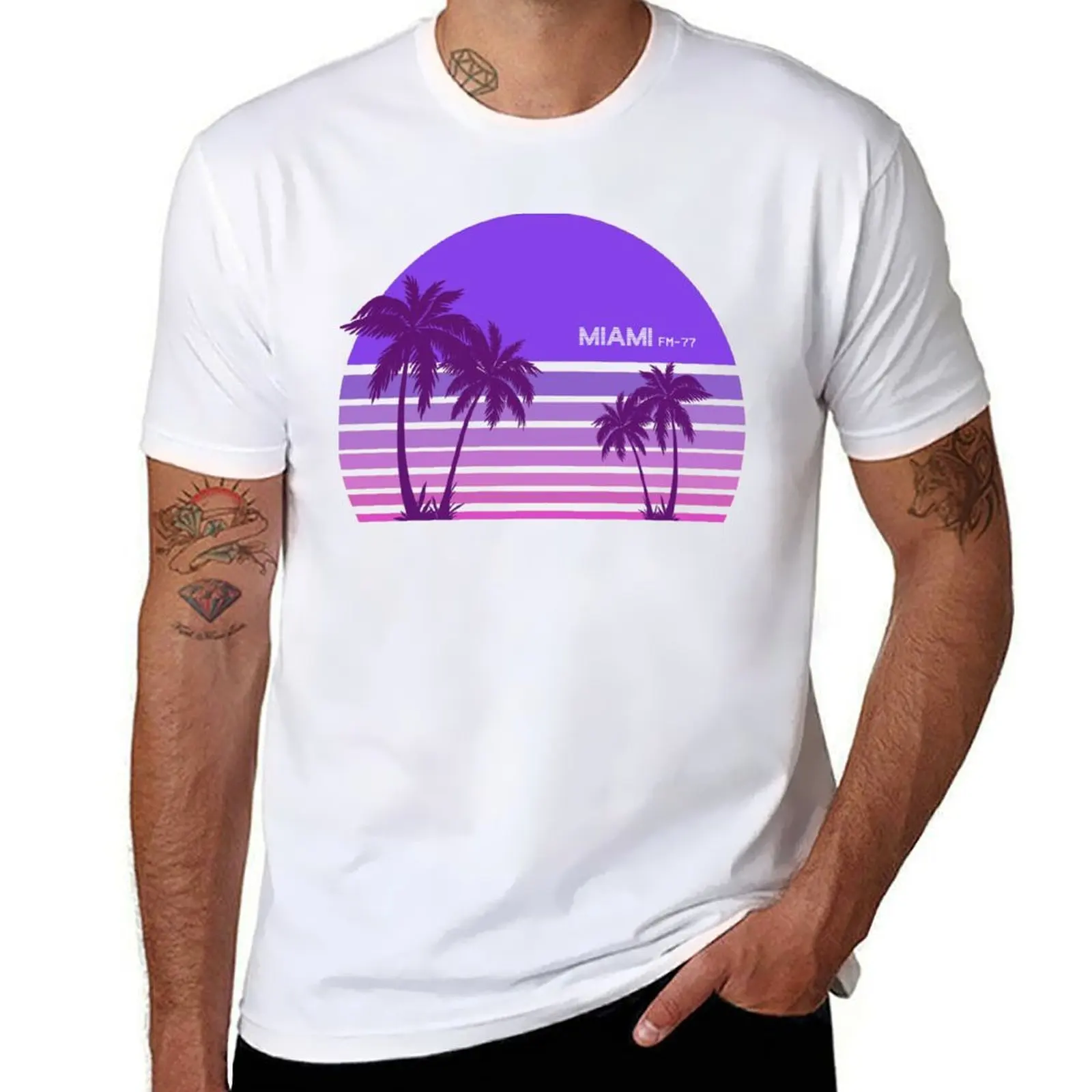

Synthwave - Miami FM-77 T-Shirt t shirt custom print cotton t shirts high quality T-Shirt