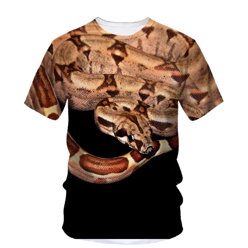 Scary Animal Python 3d Printed T-Shirt New Summer Men\'s T-Shirt Fashion Creative Tough Guy Hip Hop Casual Funny O Collar Top