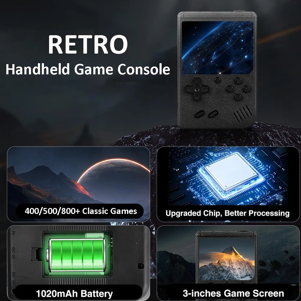 Handheld Game Console 2.8-Inch Retro Gaming Portable Classic Video Games Console with 800 Classic FC Games Support Two Players