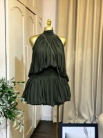 CM.YAYA Women's Dress Set Sleeveless Halter Ball Gown Mini Dress and Shorts Elegant Holiday Birthday Two 2 Piece Set Outfits 5