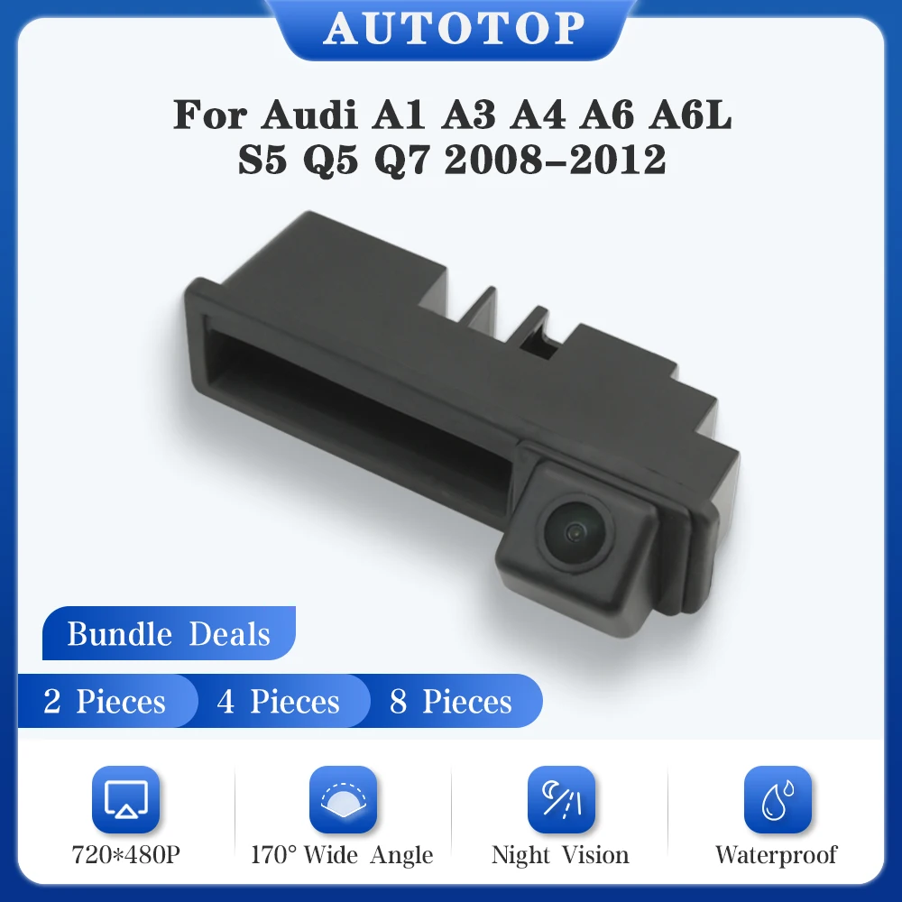 AUTOTOP telecamera per retromarcia per auto per Audi A1 A3 A4 A6 A6L S5 Q5 Q7 2008-2012 maniglia per bagagliaio di Backup versione notturna linea Cam impermeabile