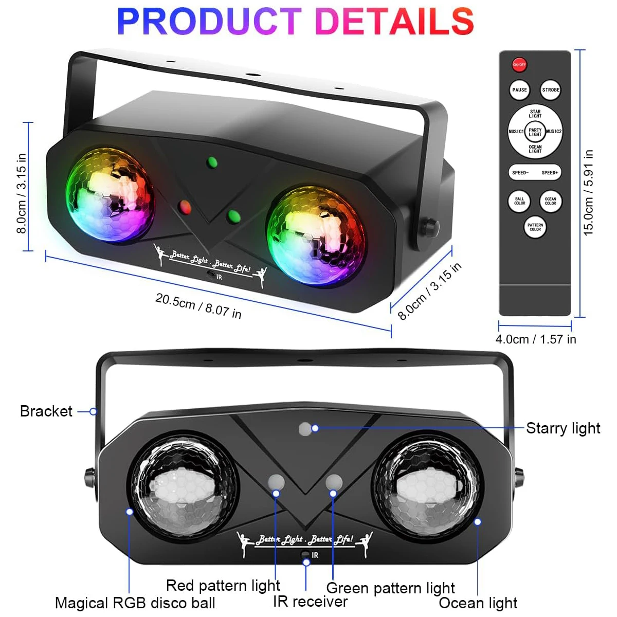 Lumière de scène Disco Dj lumière Disco stroboscopique danse son activé avec télécommande scène Rave lumière océan étoile projecteur pour Club
