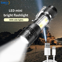 LED Rechargeable Flashlight With COB Side Light USB Charging Mini Multi-Function Adjustment Portable Outdoor Camping Flashlight