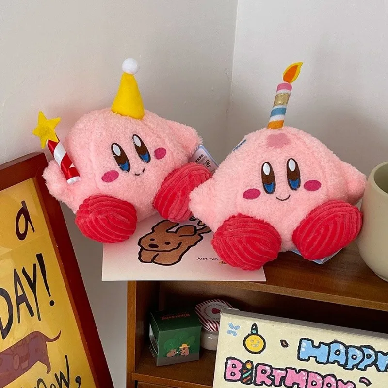 New Cute Kawaii Cartoon Anime Kirby Plush Toy Star Cake Candle Doll Pink Quality Great Christmas Birthday Gift for Children