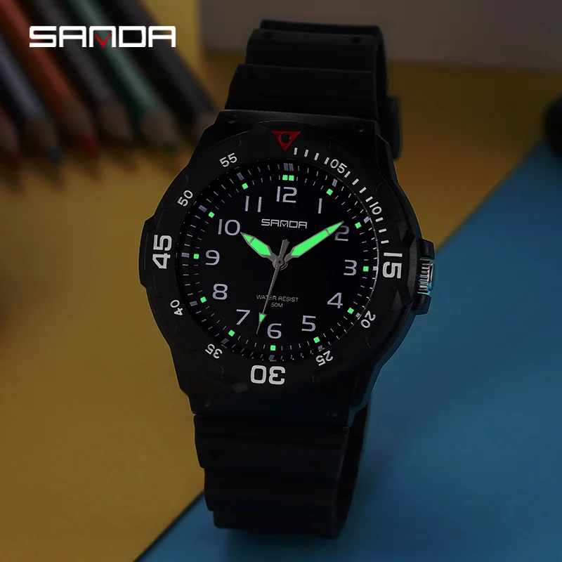 SANDA-reloj de cuarzo para hombre, cronógrafo informal de silicona, resistente al agua, de lujo, a la moda, 6019