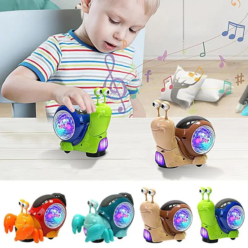 Electric Children's Toy Crab Snail Doll With Cute Interesting Design Sound And Light Swing Automatic Walking To Avoid Obstacles