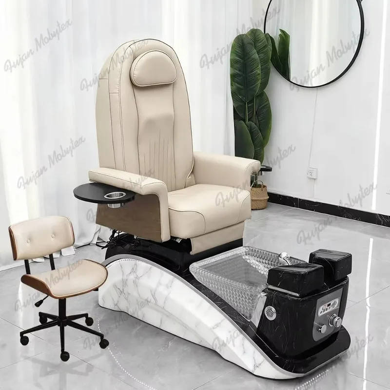 Luxury Spa Pedicure Chair Foot Spa Station for Nail Salon Hair Salon Hotel Adjustable Footrest Comfortable Seat Auto Fill Drain