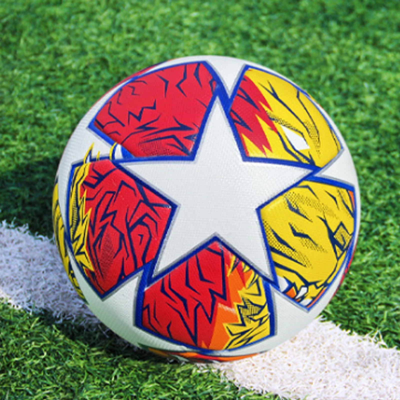 手作り合成皮革サッカーボール,耐久性,キック,アウトドアスポーツ,トレーニングゲーム,サッカー,クラシックサイズ5, 1個