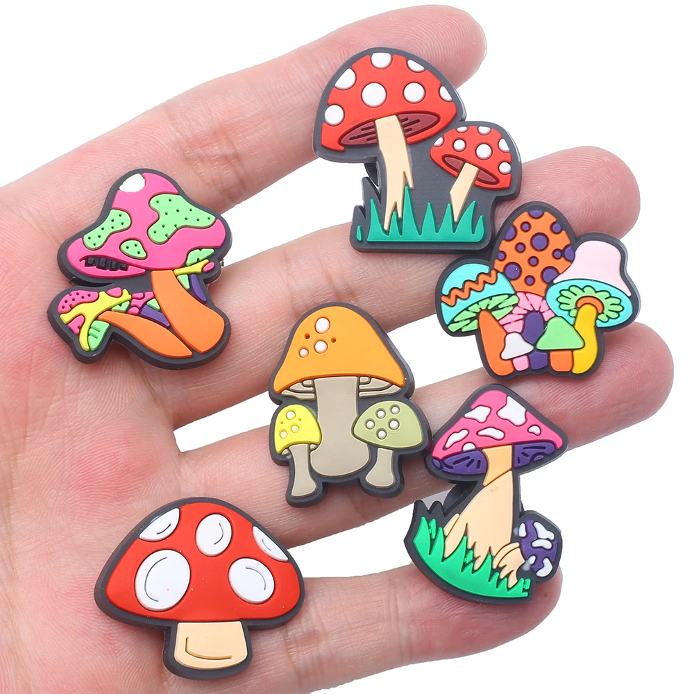 1-20pcs New Arrivals Mushroom Shoe Charms for Accessories Charms Clogs Bubble Slides Shoe DIY Shoe Decoration Kids Party Gift