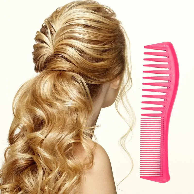 

Large Toothed Comb Hairdressing Plastic Wide Toothed Comb Household Anti-static Curly Hair Large Wave Shaped Comb Styling Tools