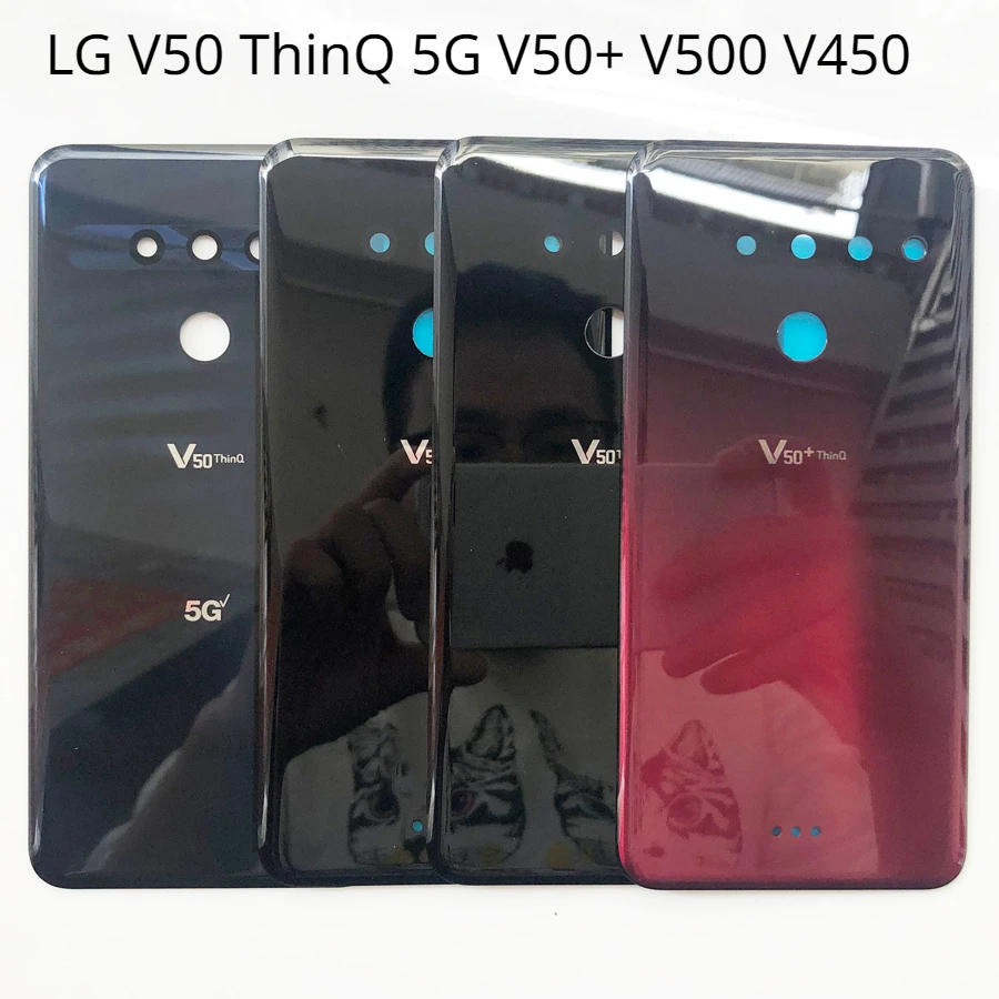 

Стеклянная Крышка батарейного отсека для LG V50 ThinQ 5G V50 + V500 V450, задняя крышка батарейного отсека, запасные части + клей, 10 шт./партия