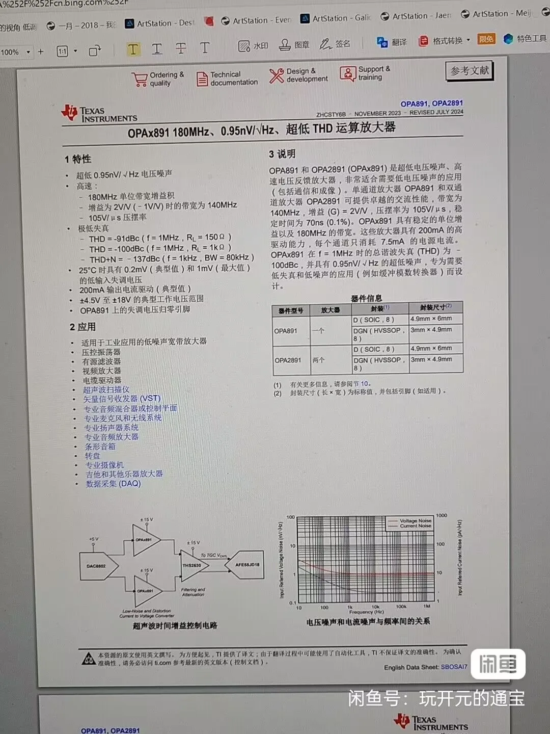 2PCS Ti opa891 0891 dual operational amplifier - Image 6